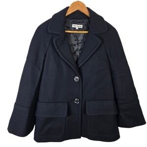 Angel Schlesser Women's Navy Blue Wool Blend Blazer Jacket Size 42